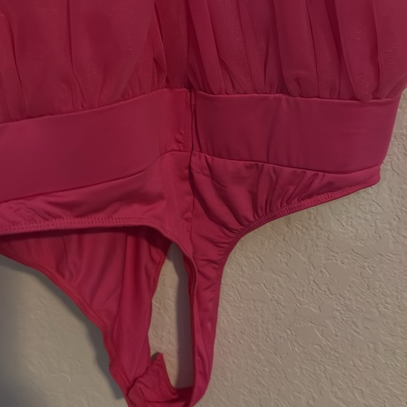 Pink Tulle Bodysuit sleeveless ballerina look hot thing tube top medium - Picture 5 of 5